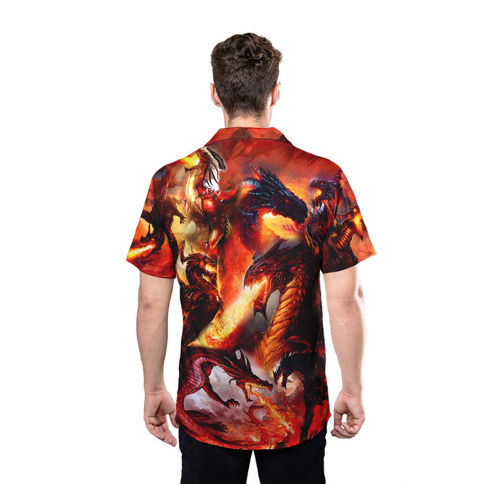 Dragon Shirt - Fire Dragon Mythology Creature Red Hawaiian Shirt Collection