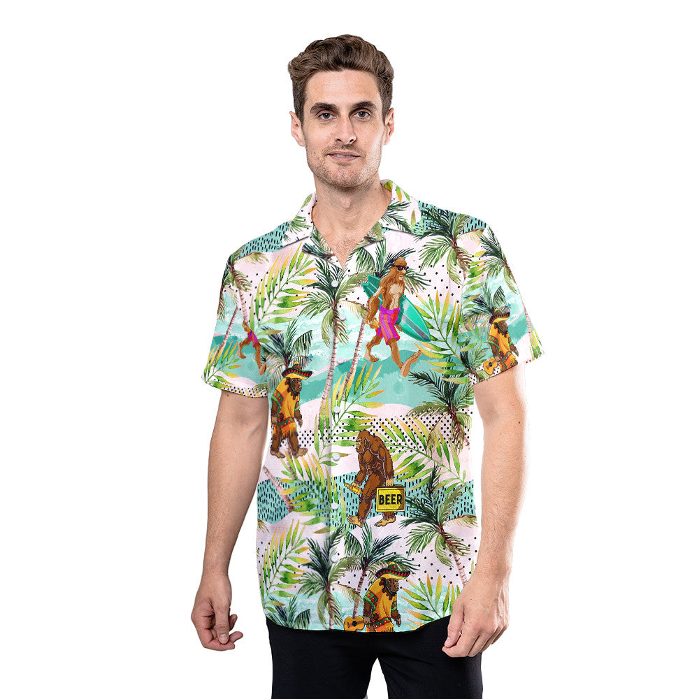 Bigfoot On A Summer Vacation Colorful Aloha - Bigfoot Hawaiian Shirt