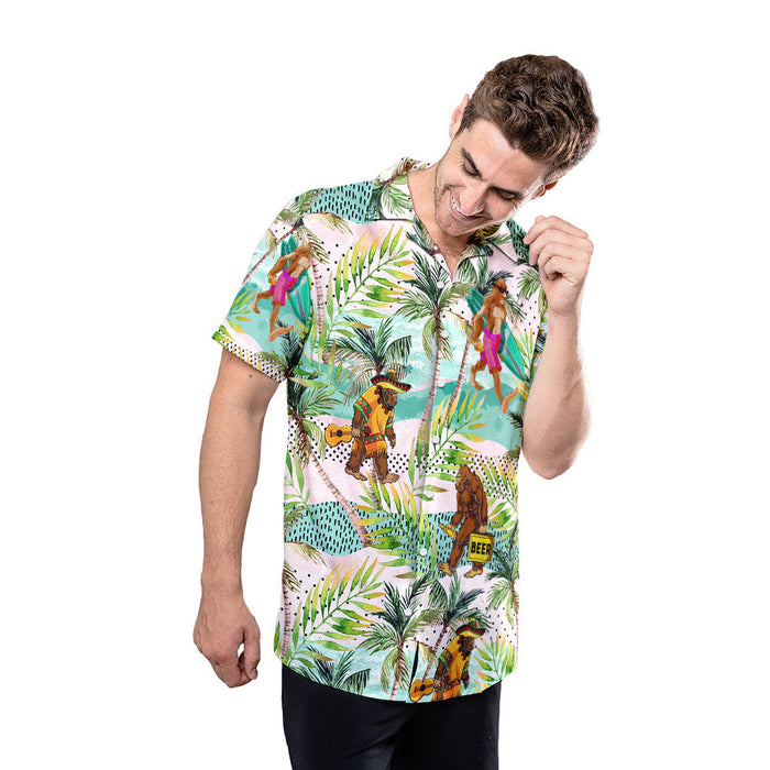 Bigfoot On A Summer Vacation Colorful Aloha - Bigfoot Hawaiian Shirt