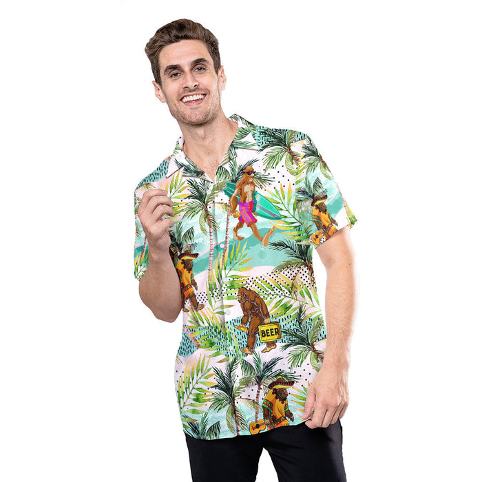 Bigfoot On A Summer Vacation Colorful Aloha - Bigfoot Hawaiian Shirt