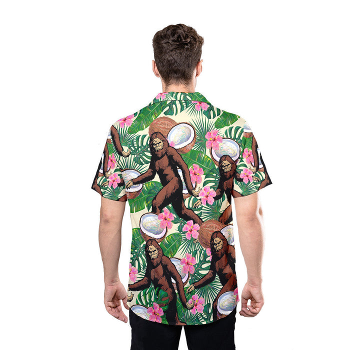 Bigfoot Coconut Juice For Summer Aloha - Bigfoot Hawaiian Shirt