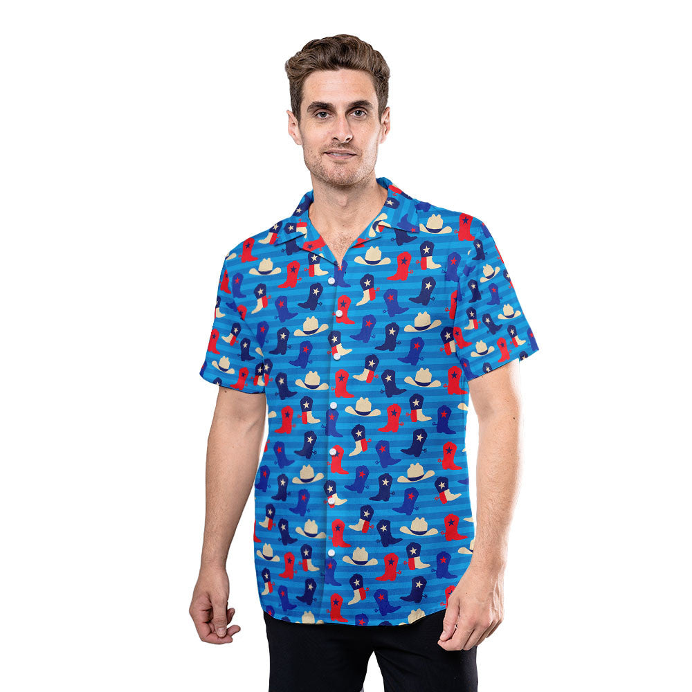 Cowboy Boot and Hat Texas Colorful Unique Design Unisex Hawaiian Shirt