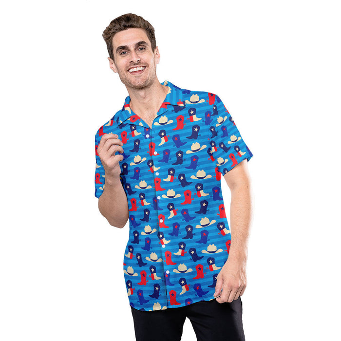 Cowboy Boot and Hat Texas Colorful Unique Design Unisex Hawaiian Shirt