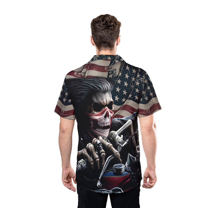 Hawaiian Motorcycle Shirts - Fastest Motorcycle Head Bone 4th Of July Hawaiian Shirt