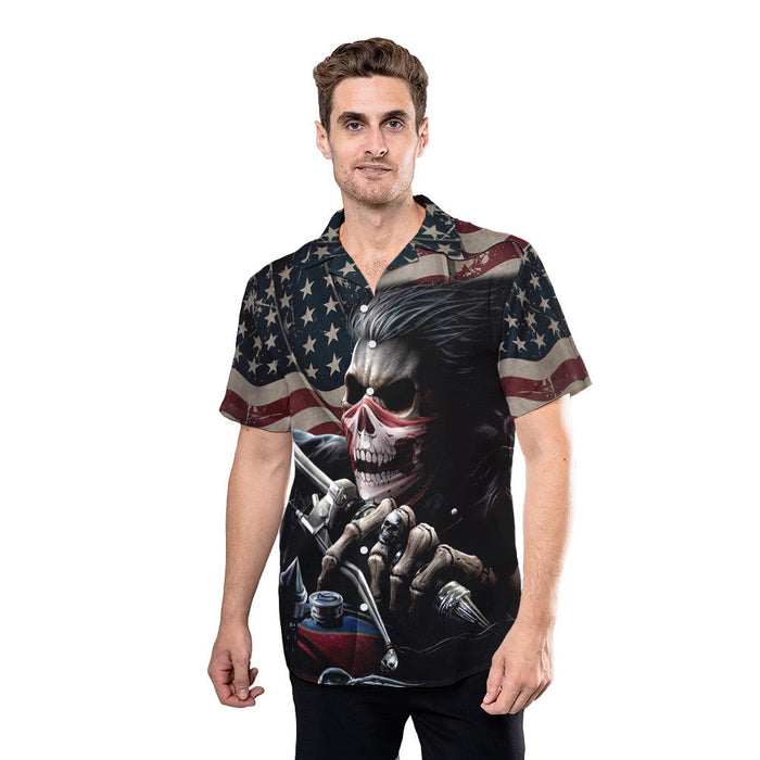 Hawaiian Motorcycle Shirts - Fastest Motorcycle Head Bone 4th Of July Hawaiian Shirt