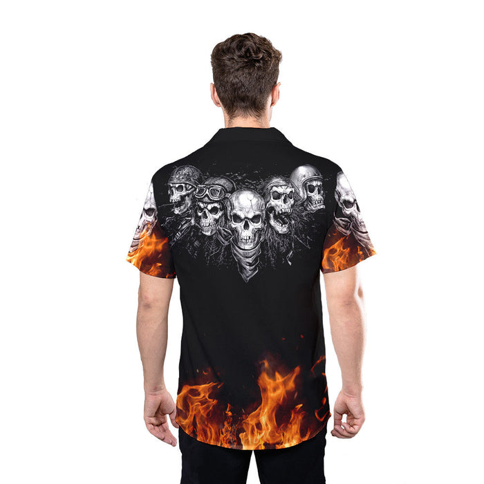 Hawaiian Motorcycle Shirts - Motorbike Team Skeleton Skull Hawaiian Shirt