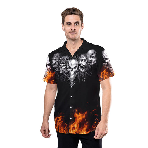 Hawaiian Motorcycle Shirts - Motorbike Team Skeleton Skull Hawaiian Shirt