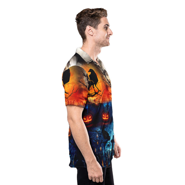 Halloween Shirt Ideas - Glowing Pumpkin By Night Halloween Unisex Hawaiian Shirt