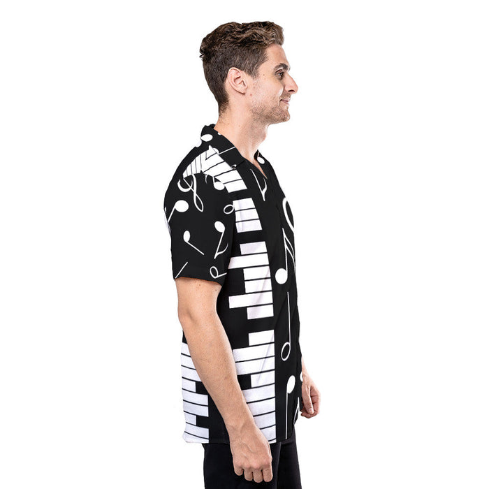 Piano Shirt - Piano Note Music Black And White Amazing Design Music Hawaiian Shirt