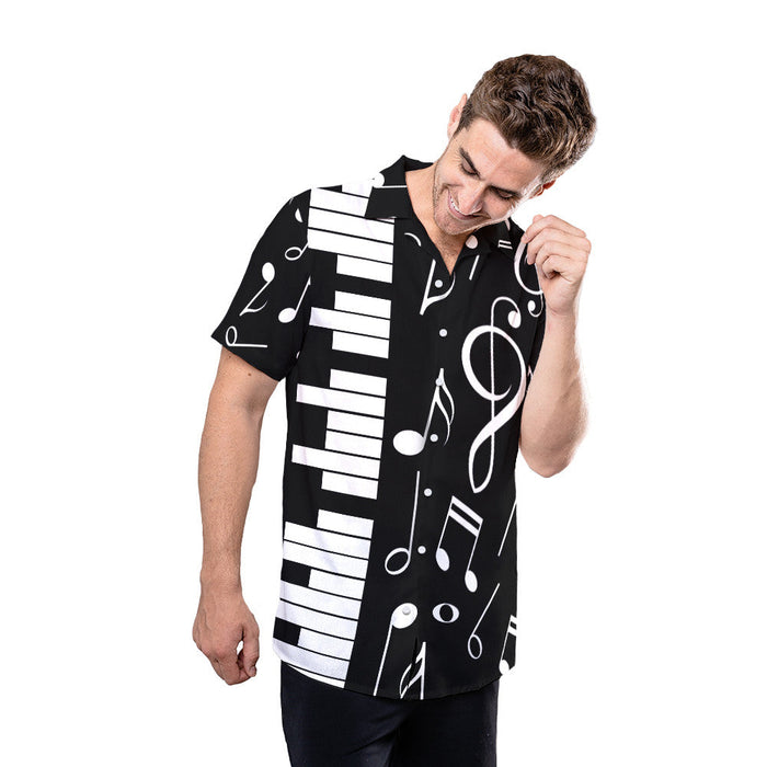 Piano Shirt - Piano Note Music Black And White Amazing Design Music Hawaiian Shirt