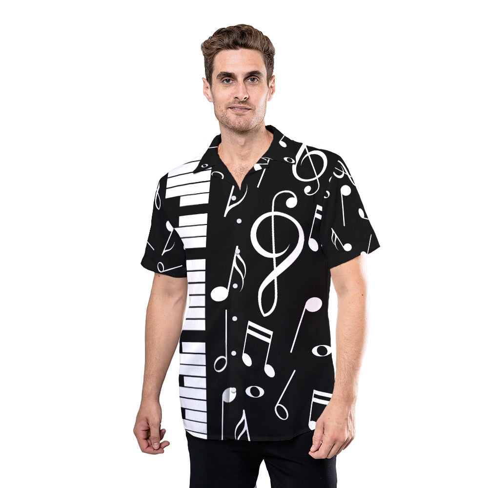 Piano Shirt - Piano Note Music Black And White Amazing Design Music Hawaiian Shirt