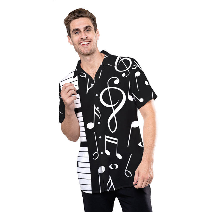 Piano Shirt - Piano Note Music Black And White Amazing Design Music Hawaiian Shirt