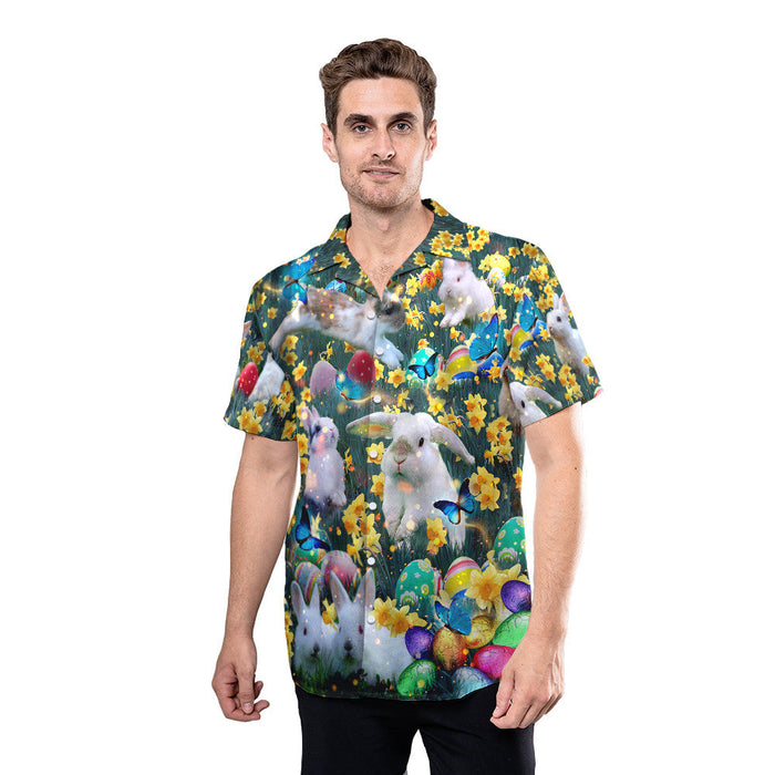 Bunny Kisses & Easter Wishes Unisex Hawaiian Shirt