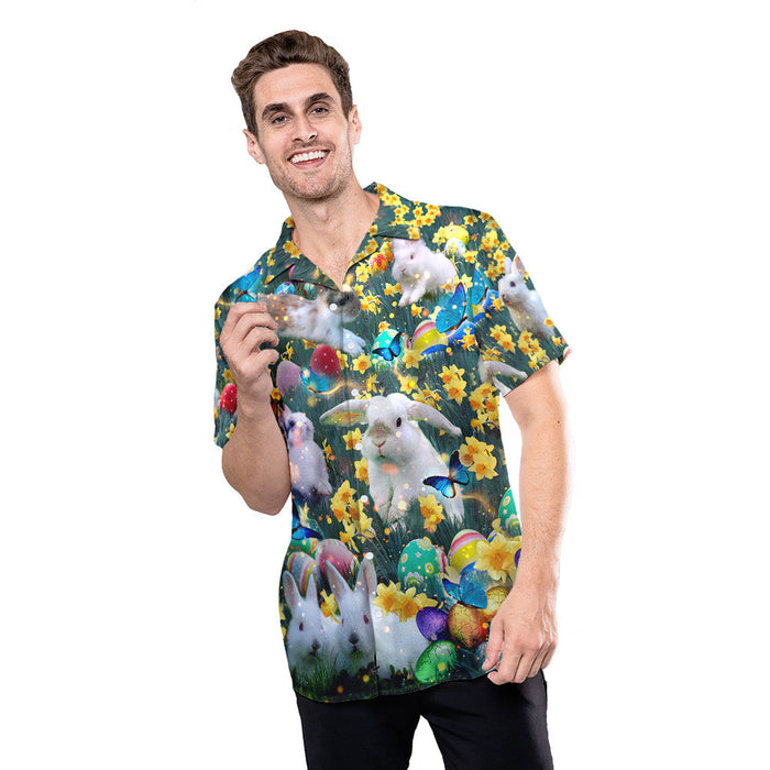 Bunny Kisses & Easter Wishes Unisex Hawaiian Shirt