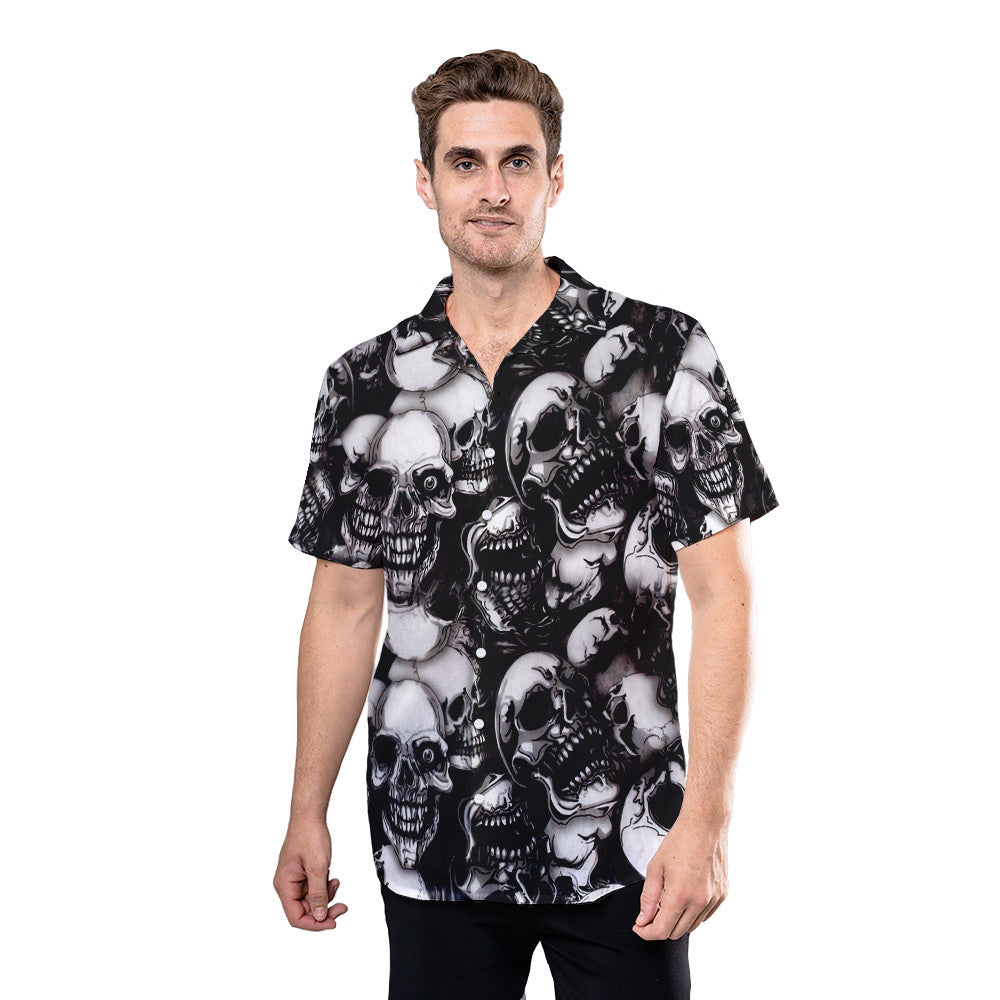 Skull Shirt - Skull Pattern Gray Unique Design Unisex Hawaiian Shirt