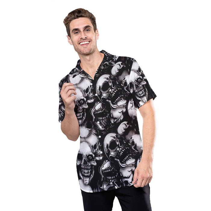 Skull Shirt - Skull Pattern Gray Unique Design Unisex Hawaiian Shirt