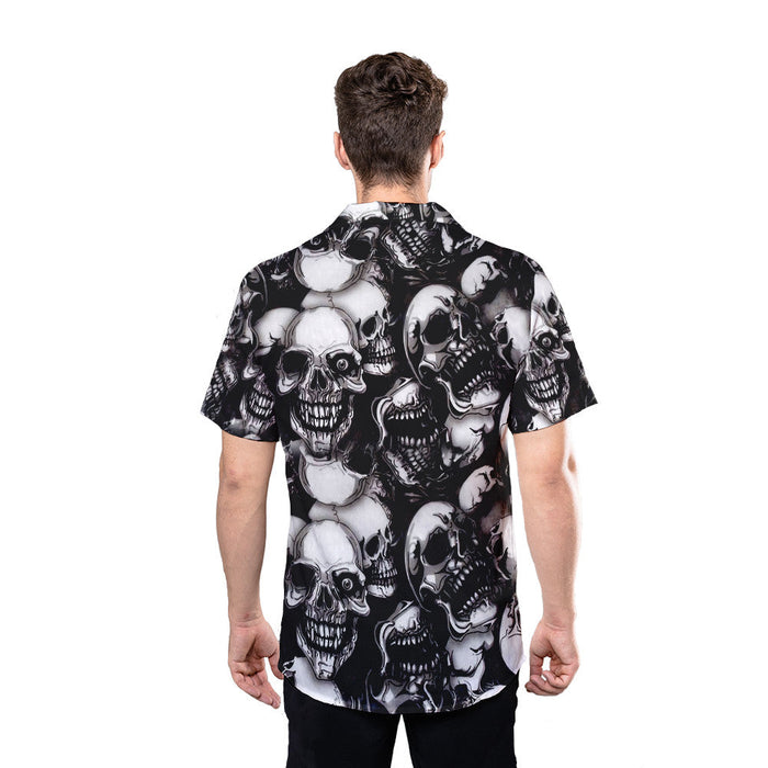 Skull Shirt - Skull Pattern Gray Unique Design Unisex Hawaiian Shirt
