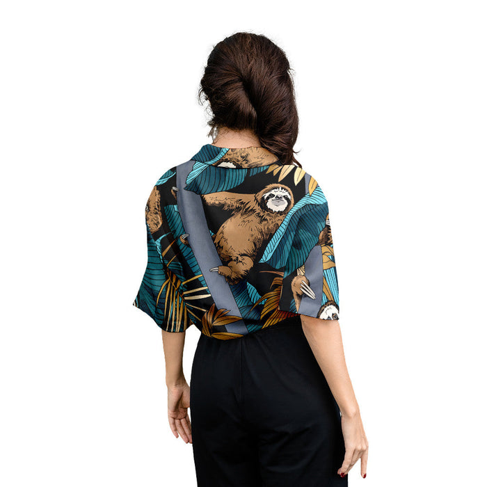 Hawaiian Aloha Shirt For Women, Tropical Sloth Hawaii Shirt