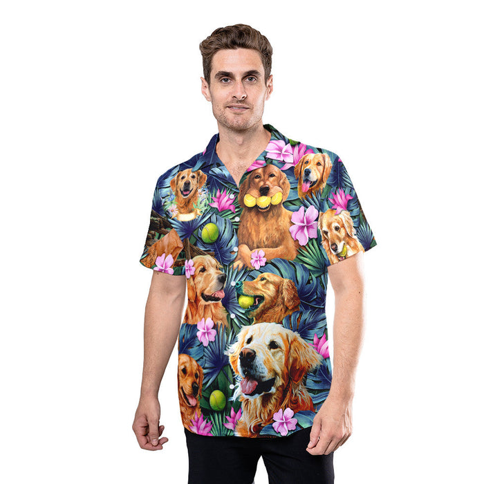 Golden Retriever Dog Shirt - Tropical Dog Hawaiian Shirt