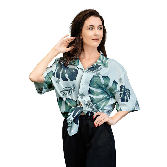 Hawaiian Aloha Shirt For Women, Monstera Tropical Haka Style Hawaii Shirt