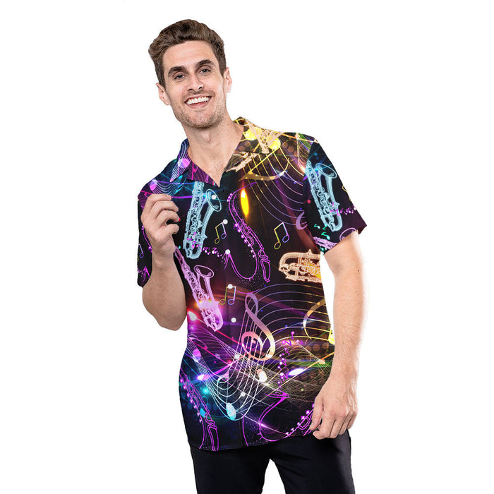 Saxophone Shirt - Neon Saxophone Music Hawaiian Shirt