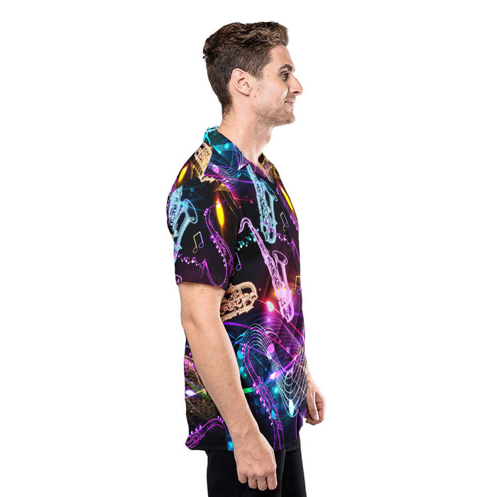 Saxophone Shirt - Neon Saxophone Music Hawaiian Shirt