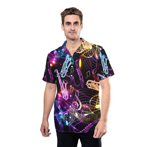 Saxophone Shirt - Neon Saxophone Music Hawaiian Shirt