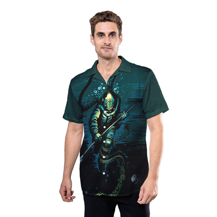 Scuba Diver Deep Ocean Diving Art Unique Design Unisex Hawaiian Shirt