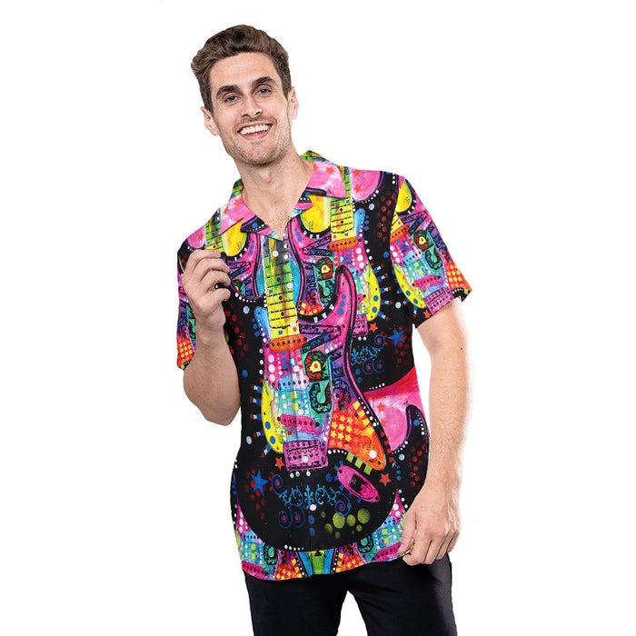 Guitar Shirt - Colorful Bass Guitar Music Hawaiian Shirt