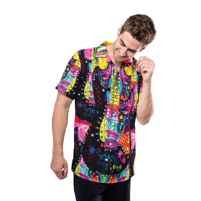 Guitar Shirt - Colorful Bass Guitar Music Hawaiian Shirt