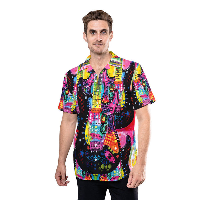 Guitar Shirt - Colorful Bass Guitar Music Hawaiian Shirt