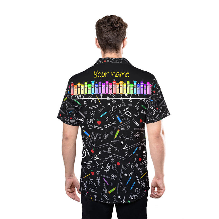 Teacher Shirt - Teacher's Name With Crayons Custom Hawaiian Shirt RE