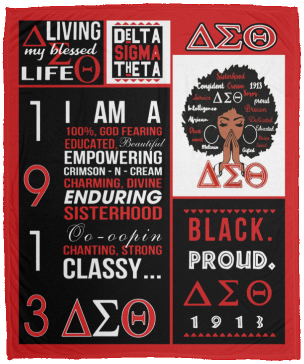 Black Proud 1913 Delta Sigma Theta Sorority Girl Fleece Blanket Art Print Black Girl Blanket - 50x60